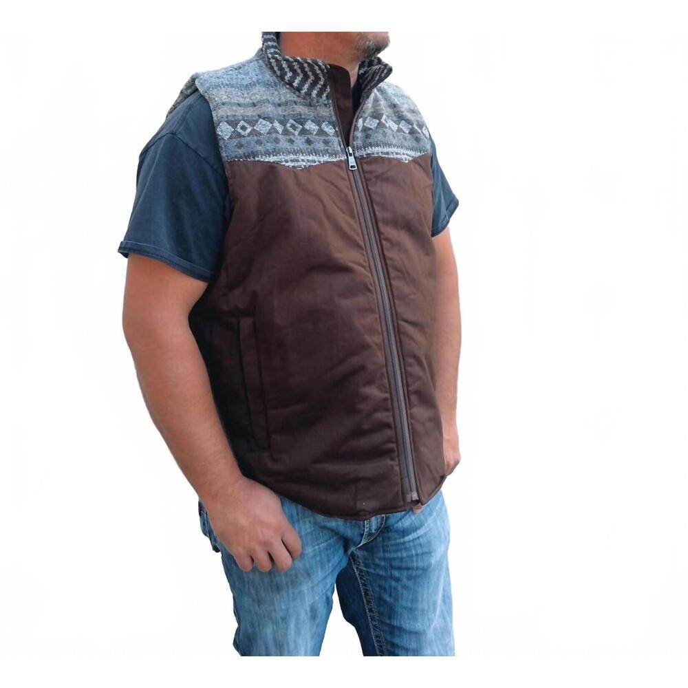 NEW MONTANACO ukiah aztec vest in brown multi